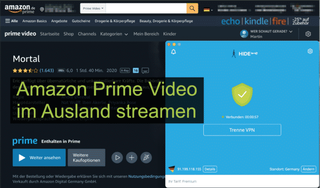 Prime Video mit Hideme VPN im Ausland streamen