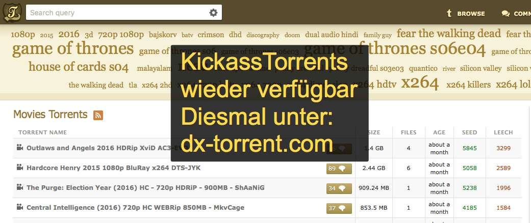 kickasstorrents wieder online
