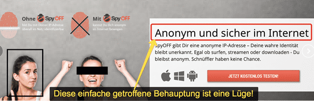 SpyOFF VPN Werbelügen