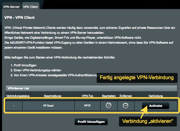 ASUS Router mit Perfect-Privacy "PPTP Verbindung"
