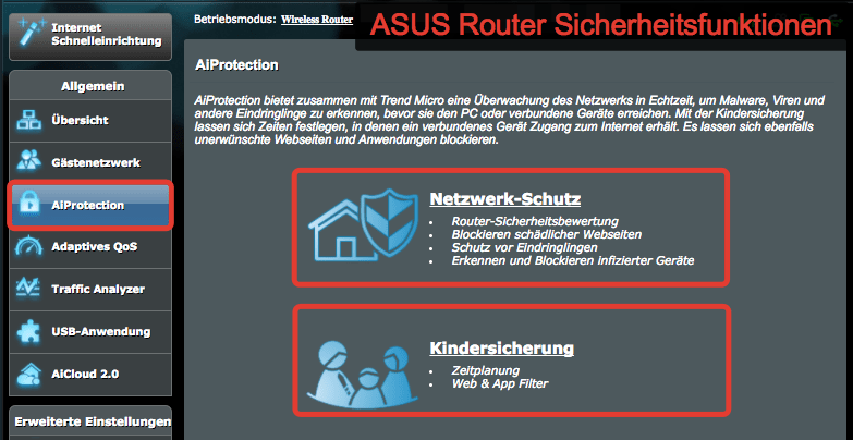 ASUS Router integrierte Sicherheitsfunktionen