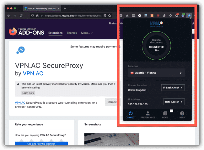 VPN.ac browser extensions / secure proxies