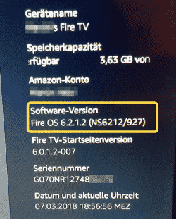 Amazon FireTV OS Version