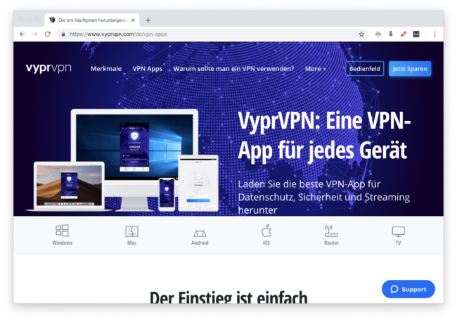 Deutschsprachige Apps für alle Geräte von VyprVPN