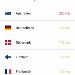 Länderauswahl in der Android App