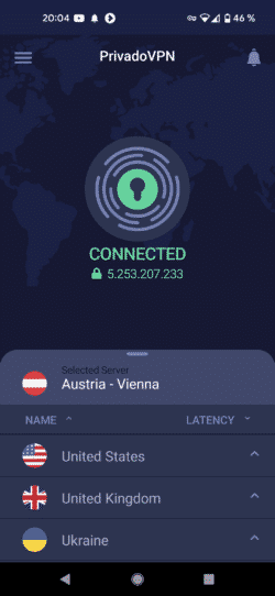 PrivadoVPN auf Android