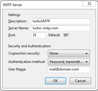 Thunderbird SMTP Einstellungen
