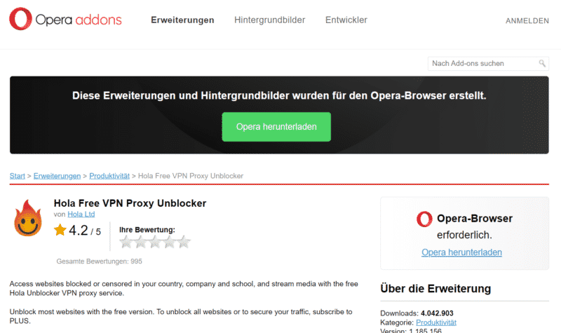 Hola VPN Opera