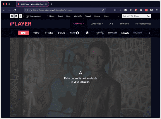 BBC iPlayer "This content is not available in your location"