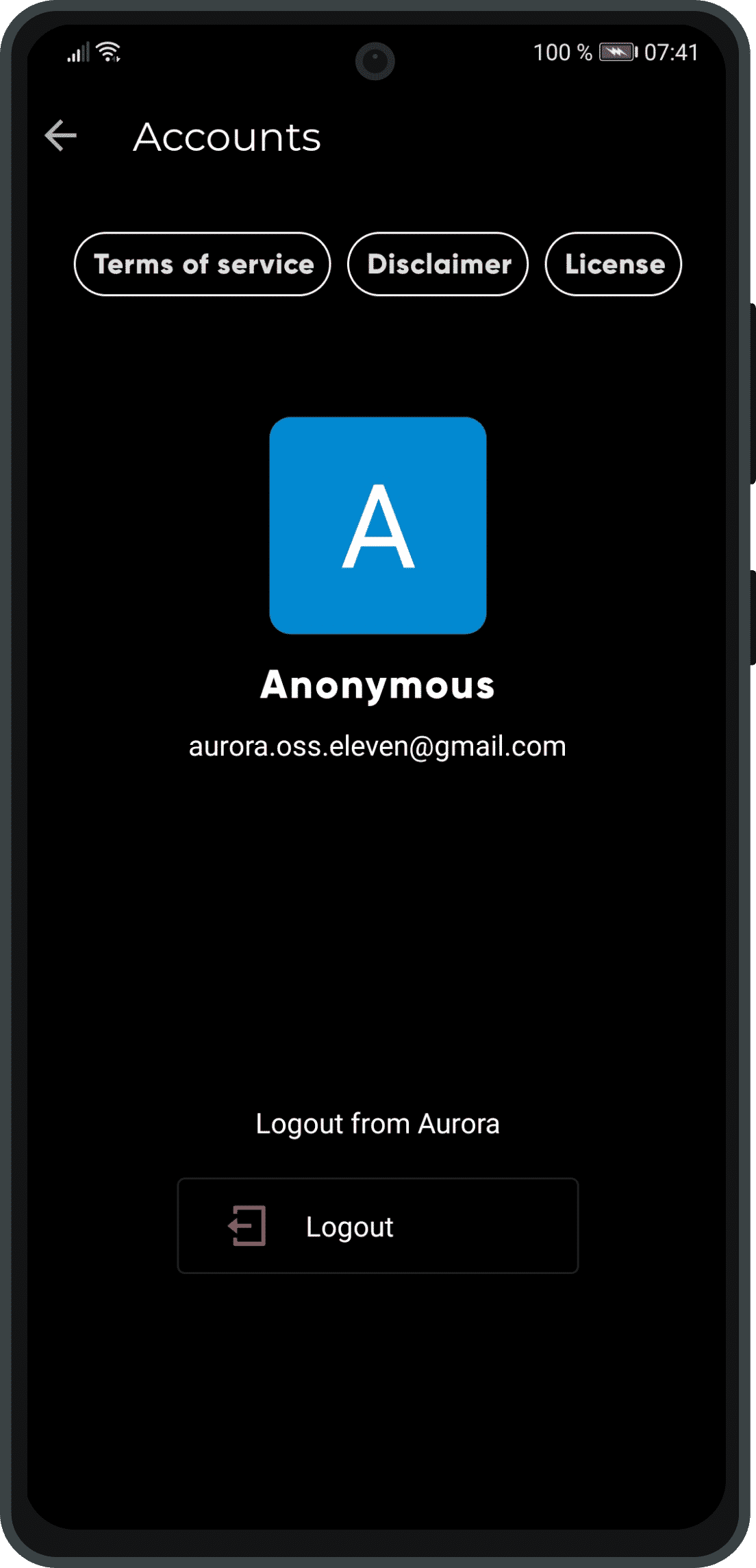 Aurora Store anonymer Account
