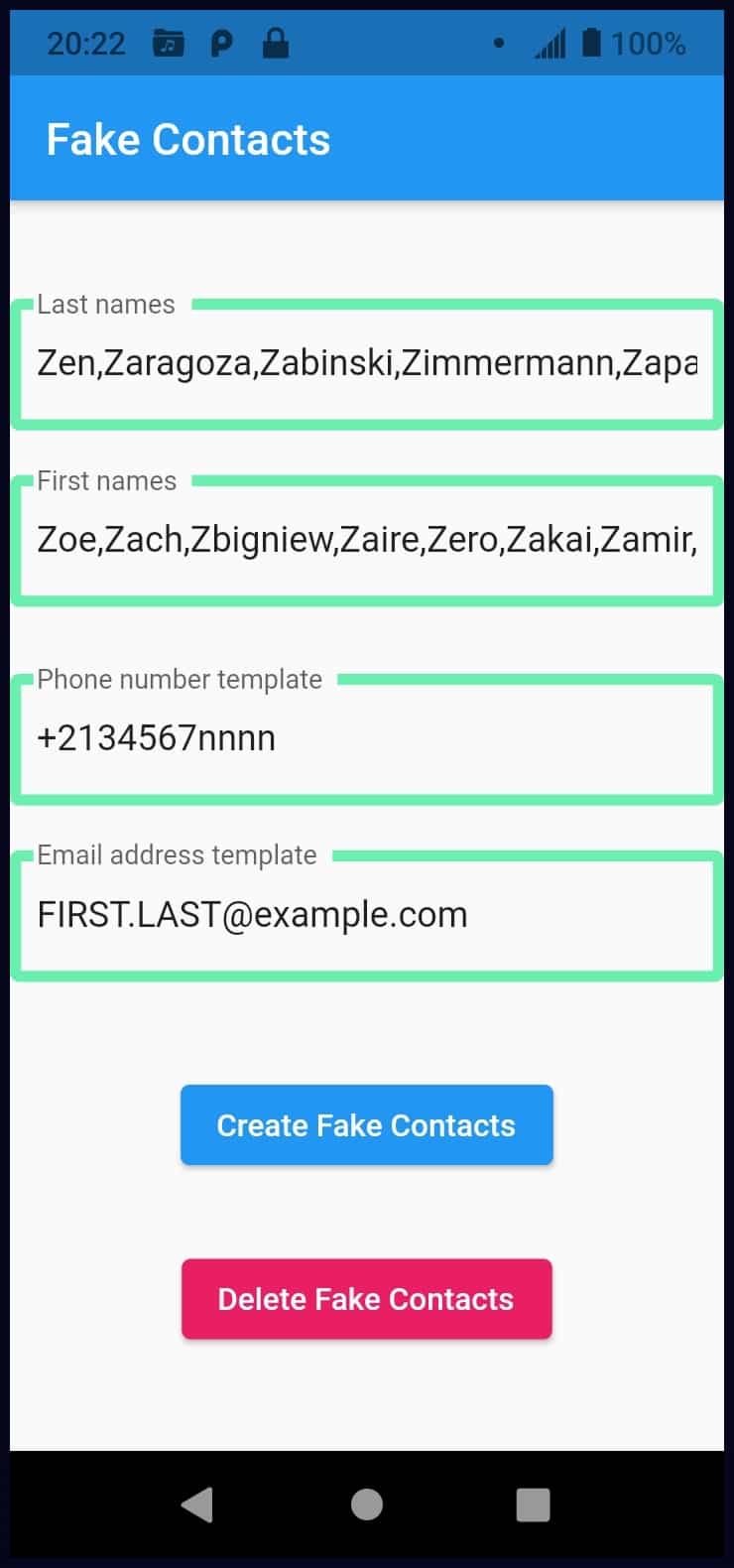 Fake Contacts erstellen