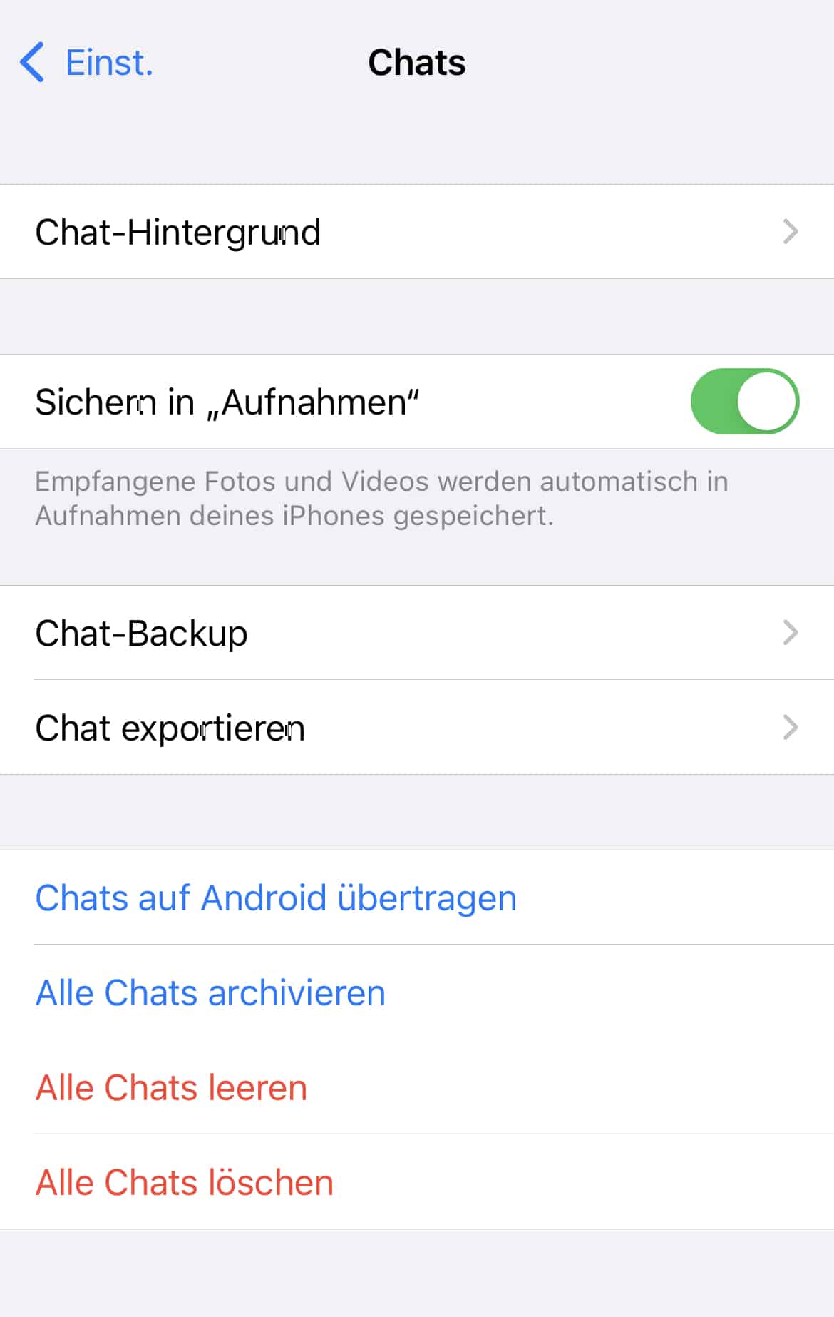 WhatsApp Backup Verschlüsselung Schritt 1