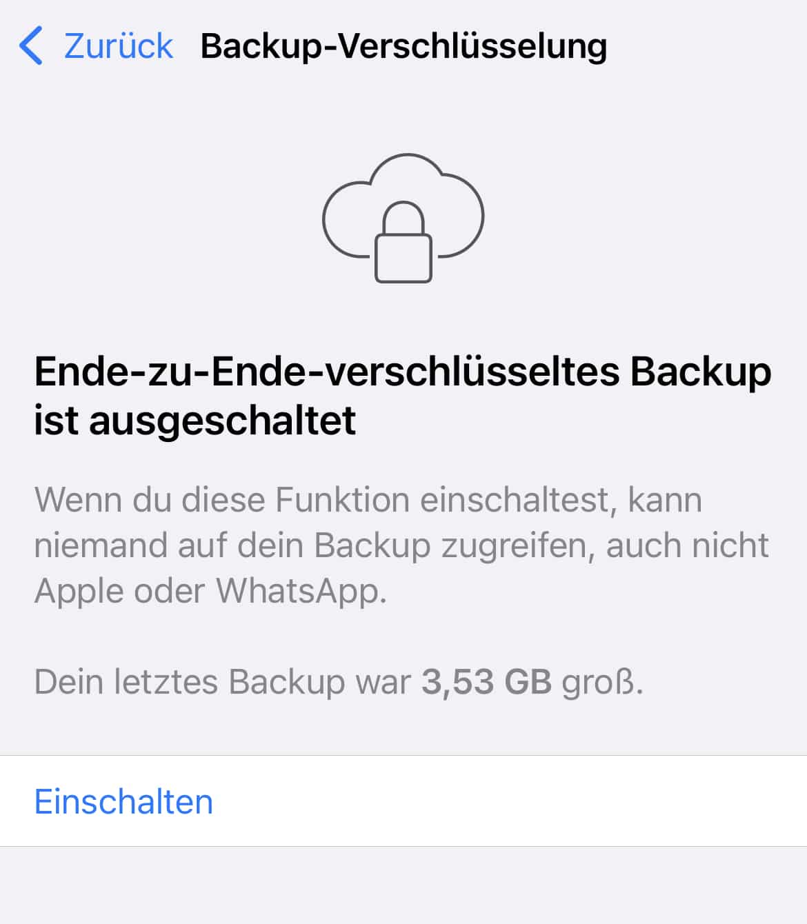 WhatsApp Backup Verschlüsselung Schritt 3