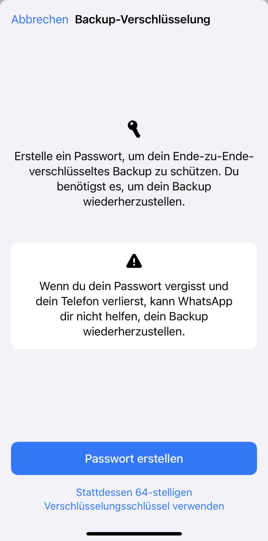 WhatsApp Backup Verschlüsselung Schritt 4