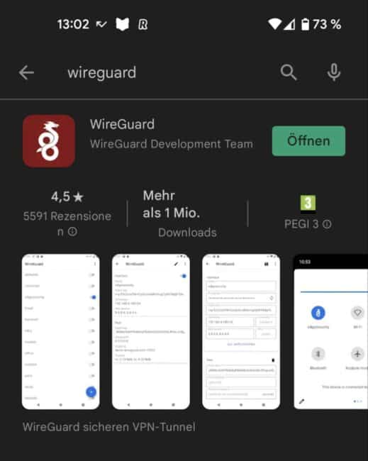 Wireguard Client im Playstore