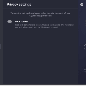 Cyberghost privacy settings
