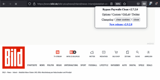 BYPASS Paywall umgehen Erweiterung