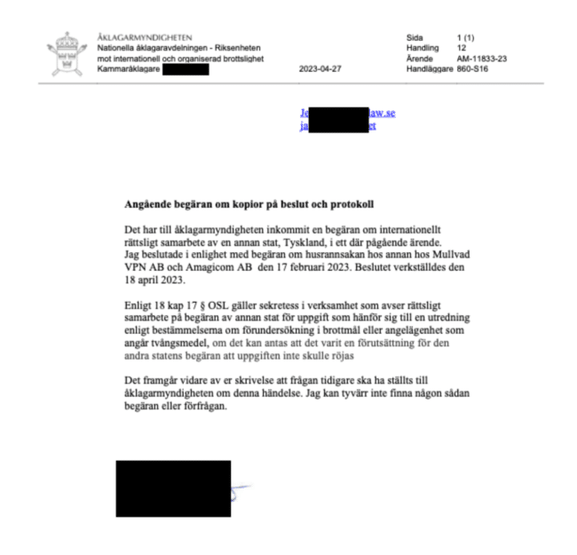 Mullvad VPN erhält Bestätigung von schwedischen Behörden über Datenschutzpraktiken nach Polizei-Durchsuchung 1