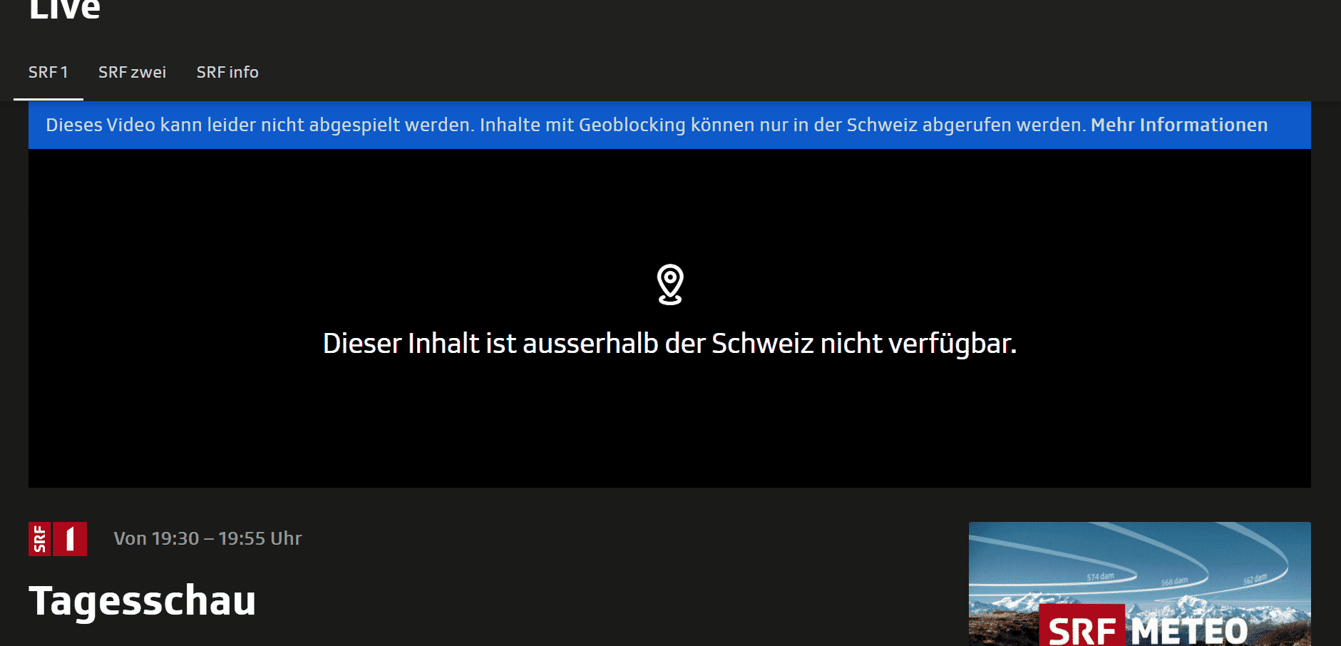 SRF Live Stream sehen - kostenlos & überall 2 SRF Live Stream Ausland Fehlermeldung